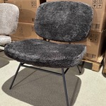 Fauteuil, zwart stof, zwart metalen onderstel